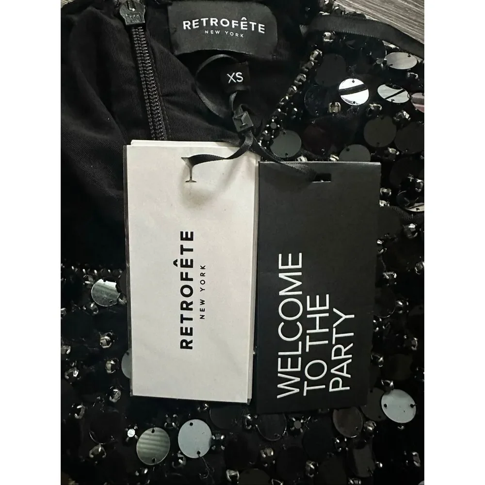 RETROFETE LOREEN DRESS IN BLACK SIZE XS $1198